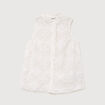 Top sans manches en dentelle col rond ecru femme