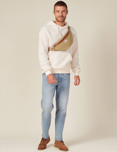 Sweat à capuche sherpa ecru homme
