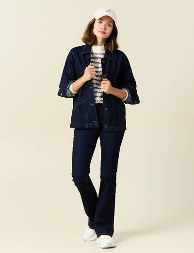Pull manches longues ajouré ecru femme
