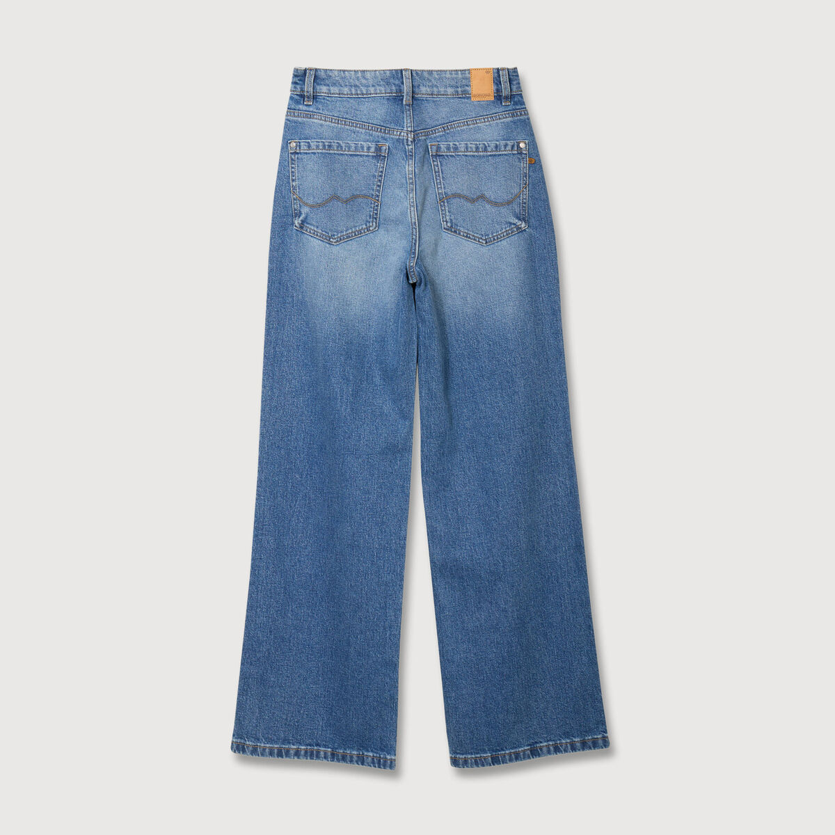Jeans large taille haute denim stone femme