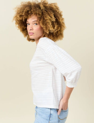 T-shirt manches 3/4 blanc femme
