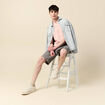 Polo cintr&eacute; en coton manches courtes rose clair homme