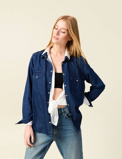 Chemise en jeans manches longues denim stone femme