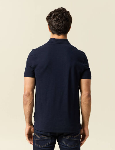 Polo cintré manches courtes en coton bleu marine homme