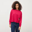 Sweat droit col rond manches longues rouge clair femme