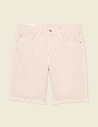 Bermuda droit en jean rose homme