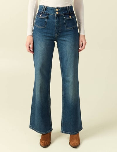 Jeans bootcut taille haute bleu femme