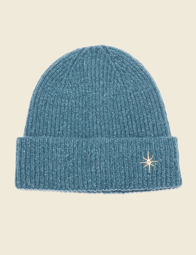 Bonnet tricoté vert canard femme