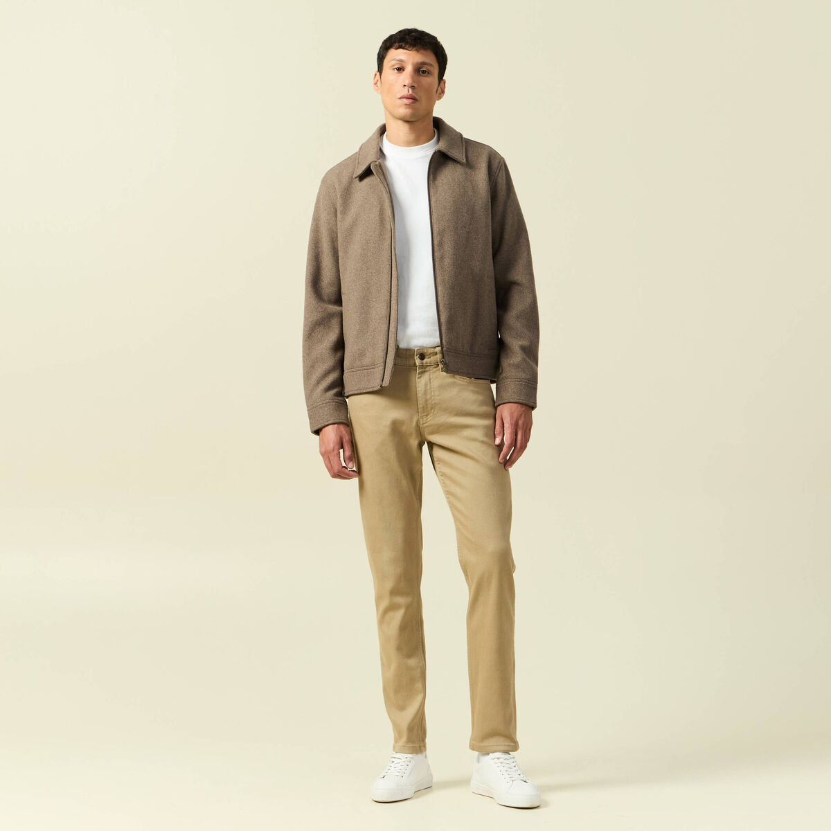 Jeans slim longueur 32 beige homme
