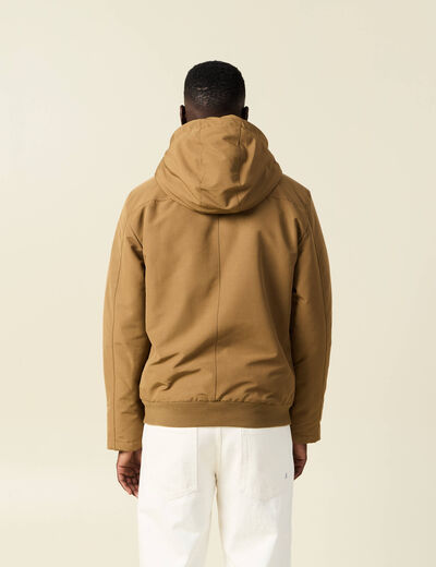 Parka courte &agrave; capuche beige homme