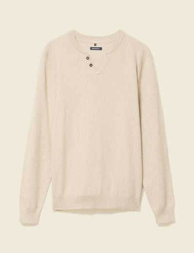 Pull manches longues sable homme
