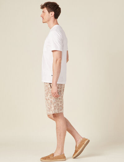 Bermuda droit taille nouée beige homme
