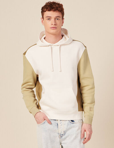 Sweat capuche éco-responsable beige homme