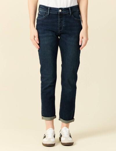 Jeans girlfriend taille haute denim dirty femme