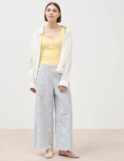 D&eacute;bardeur sans manches jaune pastel femme