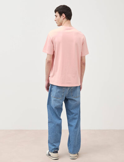 T-shirt ample en coton manches courtes rose poudr&eacute;e homme