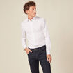 Chemise cintr&eacute;e en coton manches longues blanc homme