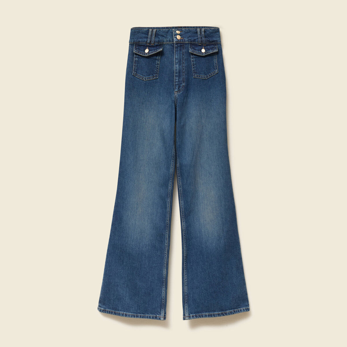 Jeans bootcut taille haute bleu femme