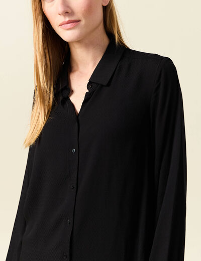 Chemise manches longues fluide noir femme