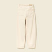 Jeans barrel 7/8&egrave;me avec ceinture denim blanc femme