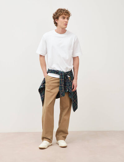 Pantalon coupe large vert kaki homme
