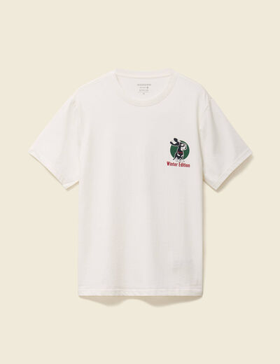 T-shirt manches courtes en coton no&euml;l ecru homme
