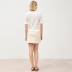 Pull ajour&eacute; droit manches courtes ecru femme