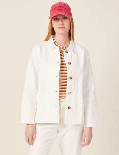 Surchemise droite boutonnée ecru femme