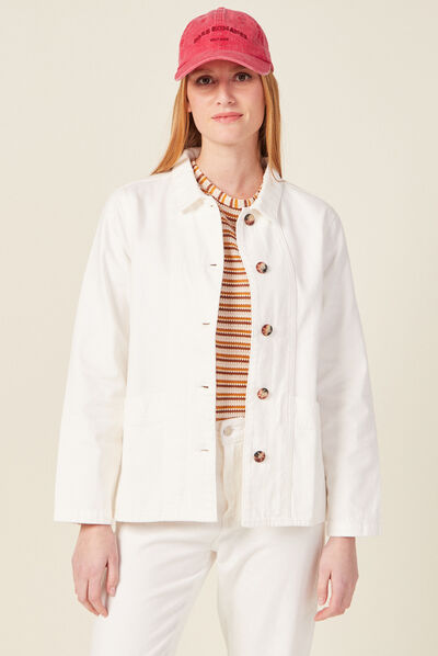 Surchemise droite boutonnée ecru femme
