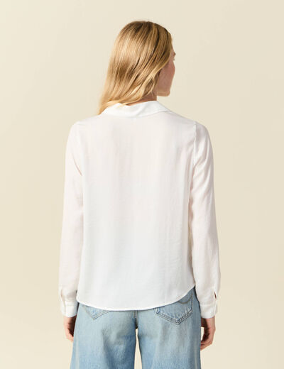 Chemise manches longues satin ecru femme