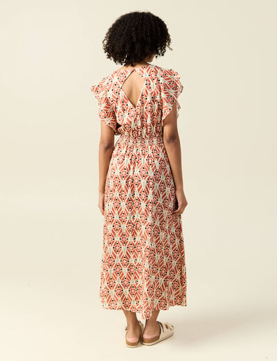 Robe longue droite fluide terracotta femme