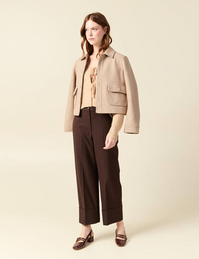 Blouson manches longues doubl&eacute; sable femme