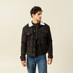 Veste droite courte col chemise marron fonc&eacute; homme