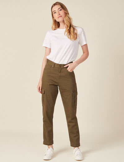 Pantalon cargo vert kaki femme