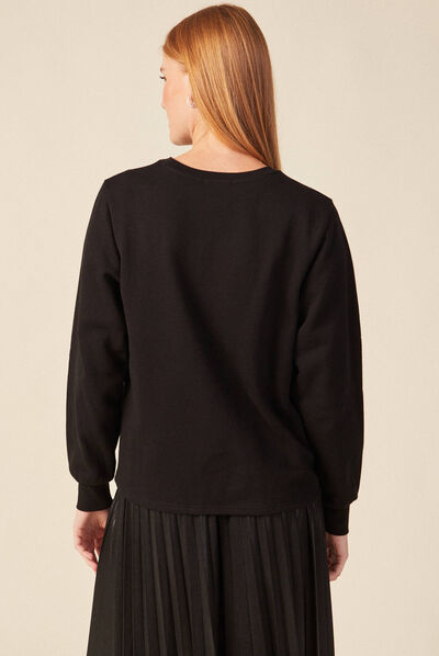 Sweat manches longues noir femme