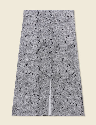 Jupe midi droite fendue noir femme