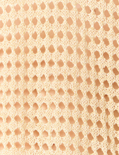 Pull manches courtes ajouré creme femme