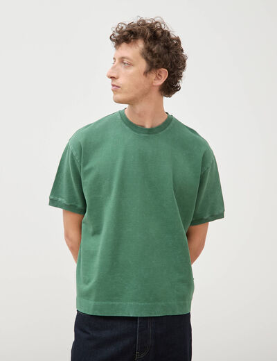 Sweat ample col rond manches courtes vert homme