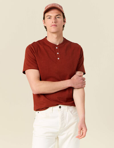T-shirt éco-responsable marron cognac homme