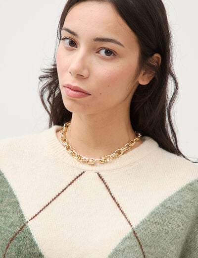 Pull col rond manches longues vert pastel femme
