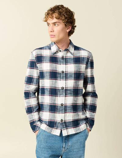 Surchemise en coton manches longues bleu marine homme