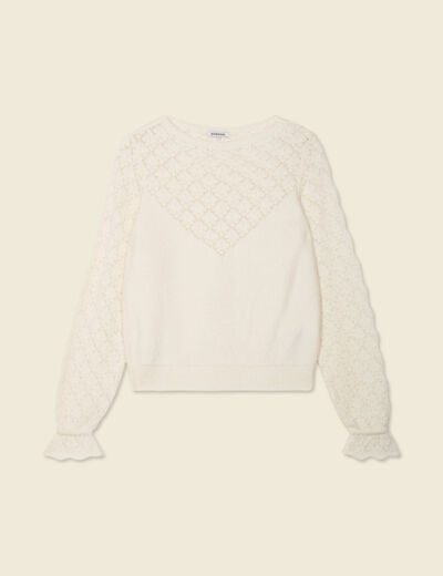 Pull manches longues ecru femme