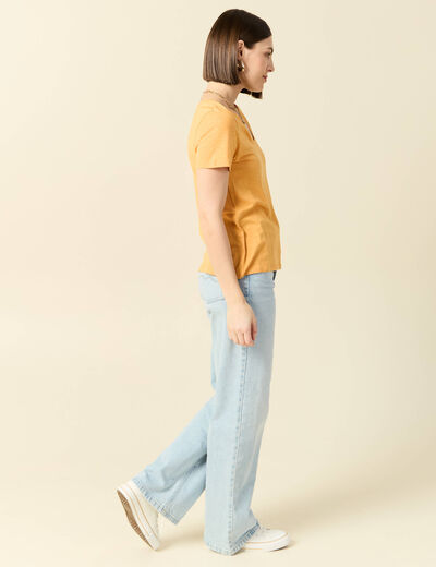 T-shirt manches courtes jaune femme