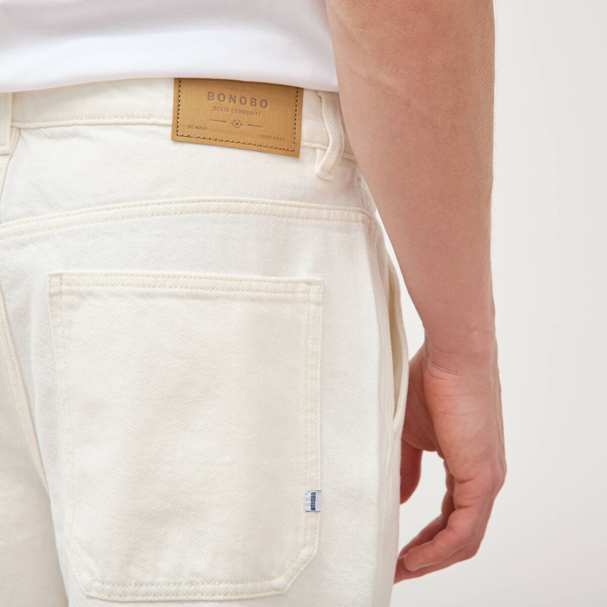Bermuda en jean coton denim blanc homme