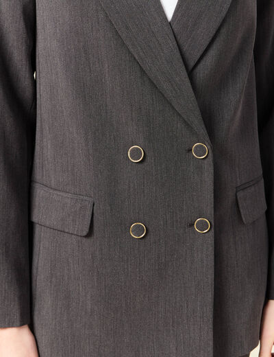 Veste blazer double boutonnage gris femme