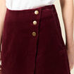 Jupe-short taille haute en velours bordeaux femme
