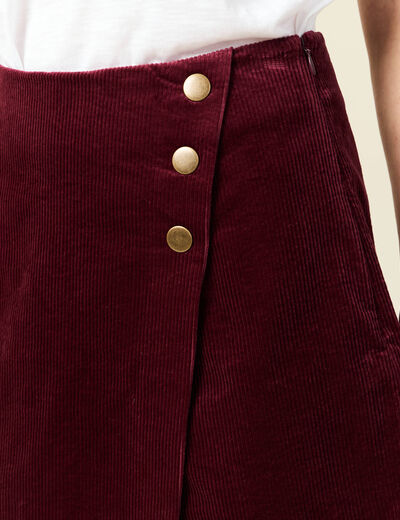 Jupe-short taille haute en velours bordeaux femme