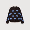 Pull manches longues bouclette col rond marron femme