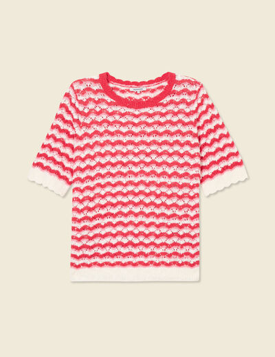Pull manches courtes rouge femme