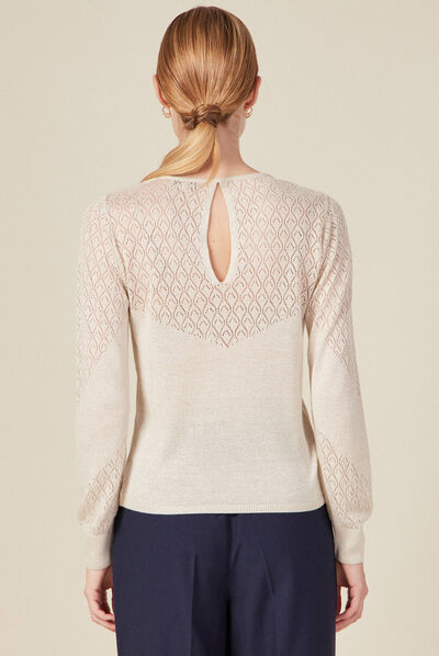 Pull manches longues beige femme
